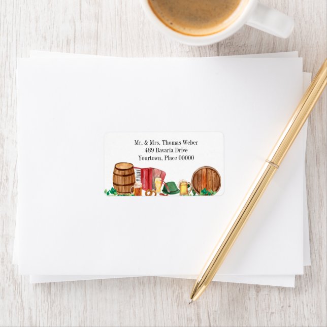 Étiquette Aquarelle Oktoberfest Adresse allemande (En situation)