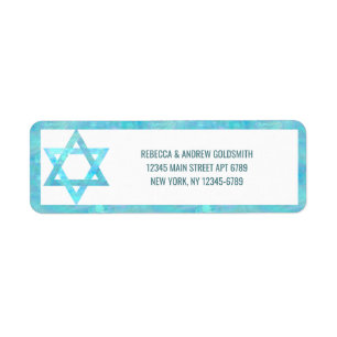 Étiquette Aquarelle Opal Bleu bat mitzvah Étoile élégante
