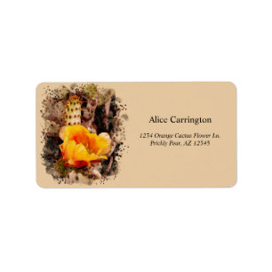 Étiquette Aquarelle orange Pricket Pear Cactus