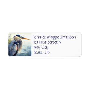 Étiquette Aquarelle originale Great Blue Heron Bird