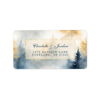 Étiquette Aquarelle Outdoor Woodland Trees Forêt Rustique