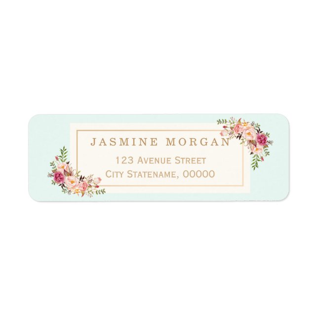 Étiquette Aquarelle Pastel gracieuse Décoration Florale (Devant)