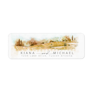 Étiquette Aquarelle Paysage Mariage Automne Gold ID786