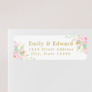 Étiquette Aquarelle Peony Couple Noms Personnalisés White Ad