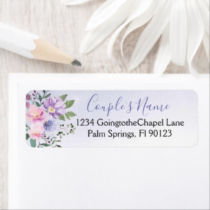 Étiquette Aquarelle périphérique et rose Mariage floral