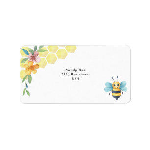 Étiquette Aquarelle petite abeille et ruches