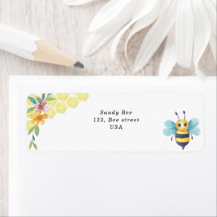 Étiquette Aquarelle petite abeille et ruches