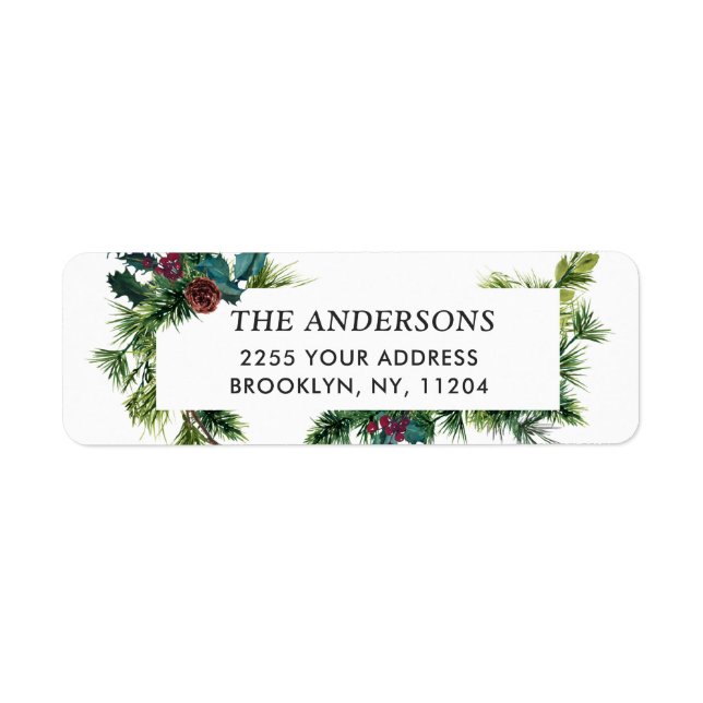 Étiquette Aquarelle Pine Cone Christmas Adresse de retour (Devant)