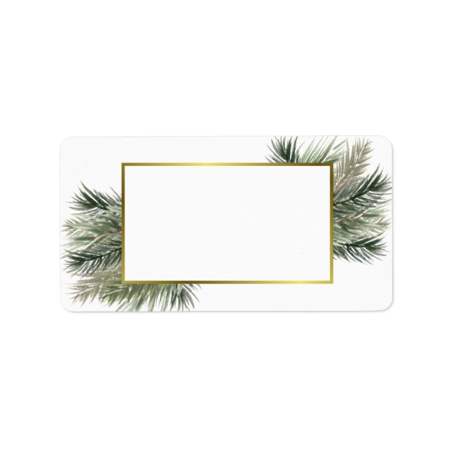 Étiquette Aquarelle Pine Or Frame Blé do-it-yourself Imprime (Devant)