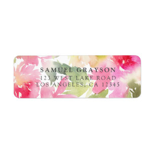 Étiquette Aquarelle Poinsettia Adresse de retour de vacances