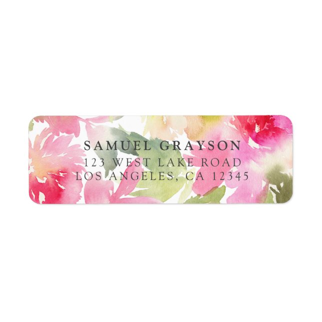 Étiquette Aquarelle Poinsettia Adresse de retour de vacances (Devant)