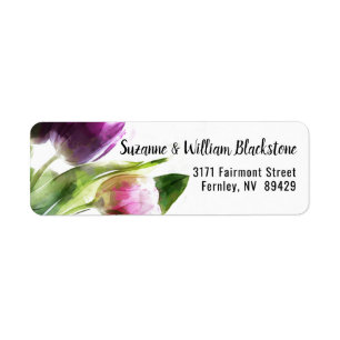 Étiquette Aquarelle Ressort Fleurs de Tulipe Adresse de reto