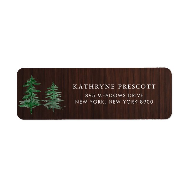 Étiquette Aquarelle romantique Forêt forestière Bois rustiqu (Devant)