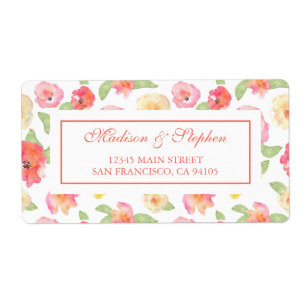 Étiquette Aquarelle rose et jaune - Mariage