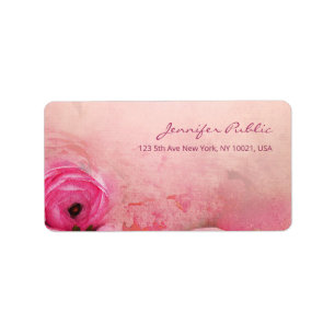 Étiquette Aquarelle Rose Floral Moderne Script à main élégan