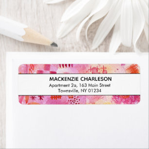 Étiquette Aquarelle rose moderne Adresse géométrique Abstrai