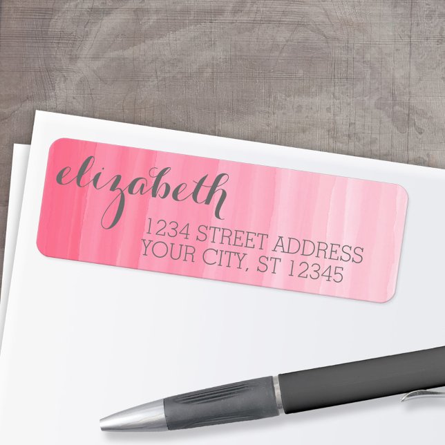 Étiquette Aquarelle rose Ombre feminine Office Suite (Custom Return Address Labels - Low Minimum)
