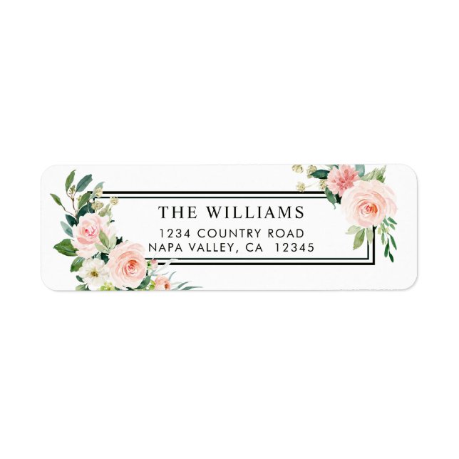 Étiquette Aquarelle rose pâle Adresse de retour (Devant)