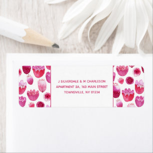 Étiquette Aquarelle rose pâle Blossom Adresse de retour