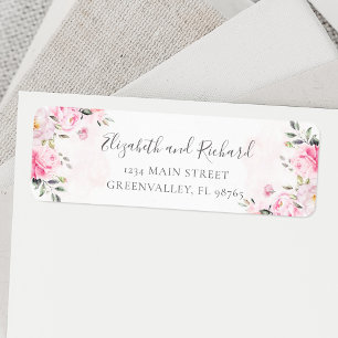 Étiquette Aquarelle rose pâle Floral Greenerife Adresse