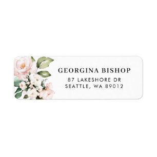 Étiquette Aquarelle rose pâle Peonés et Bouquet Rose