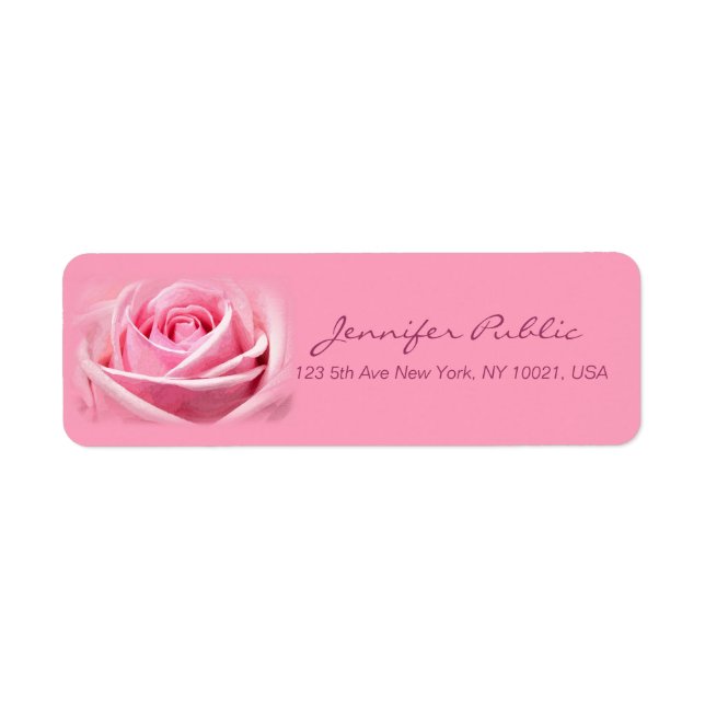 Étiquette Aquarelle rose rose peinture Modèle manuscrit (Devant)
