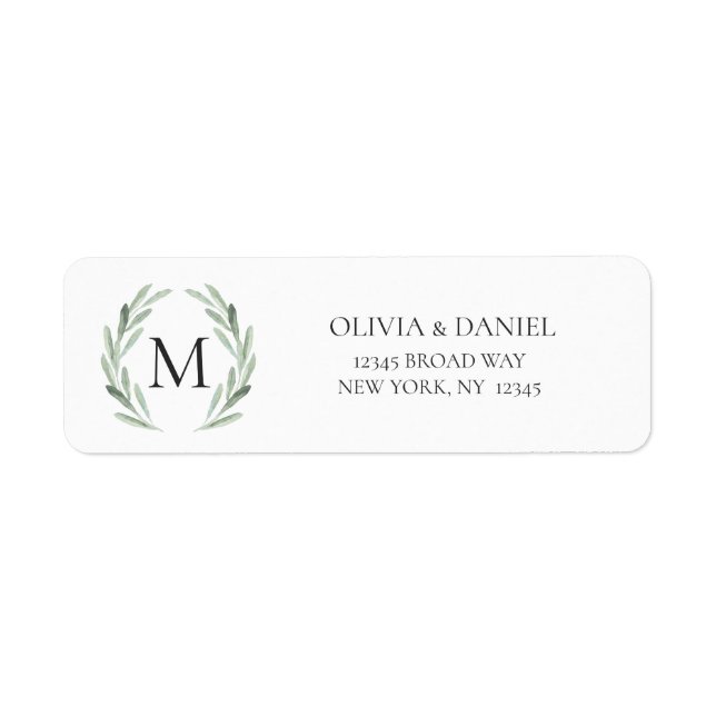 Étiquette Aquarelle Russe Green Wreath Adresse de retour (Devant)