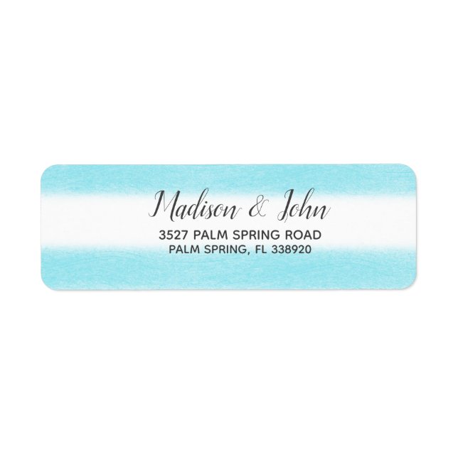Étiquette Aquarelle Sky Blue Stripes Plage moderne Mariage (Devant)