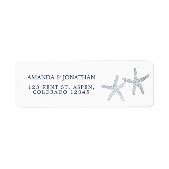 Étiquette Aquarelle Starfish Beach Wedding (Devant)