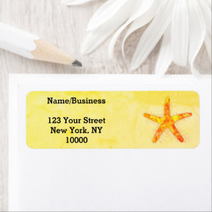 Étiquette Aquarelle Starfish Peinture sur papier ancien