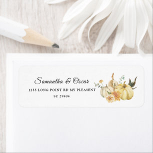 Étiquette Aquarelle tendance d'automne Citrouille et fleurs