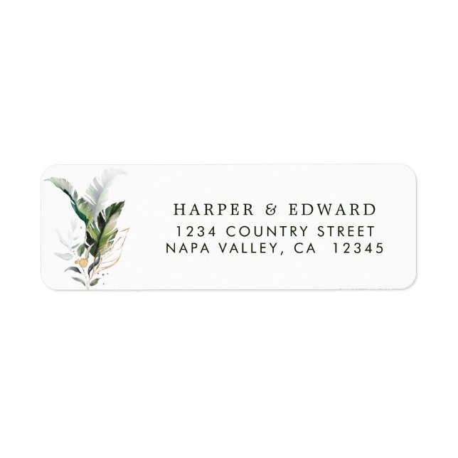 Étiquette Aquarelle tropicale Adresse de retour (Devant)