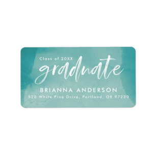 Étiquette Aquarelle turquoise Adresse de retour