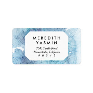 Étiquette Aquarelle vagues bleu marine violet peint