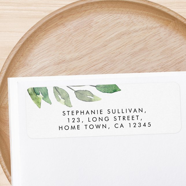 Étiquette Aquarelle verte Adresse de retour (Créateur téléchargé)