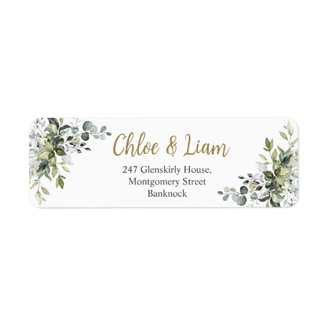 Étiquette Aquarelle verte Adresse de retour (Devant)