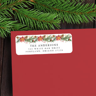 Étiquette Aquarelle vintage vacances Poinsettia