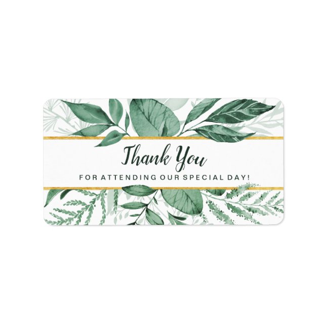 Étiquette Aquarelle Wild Feuilles Hunter Mariage vert (Devant)