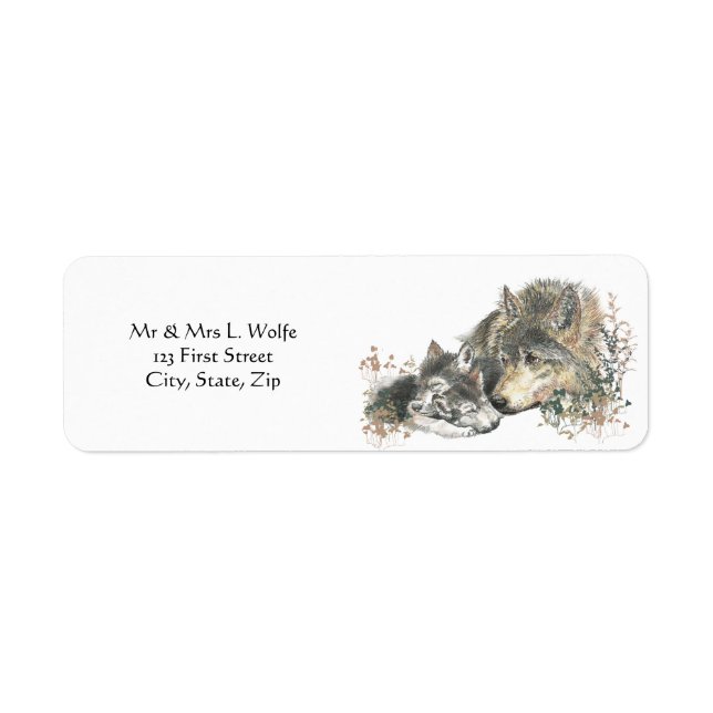 Étiquette Aquarelle Wolf & Cube Animal Art (Devant)