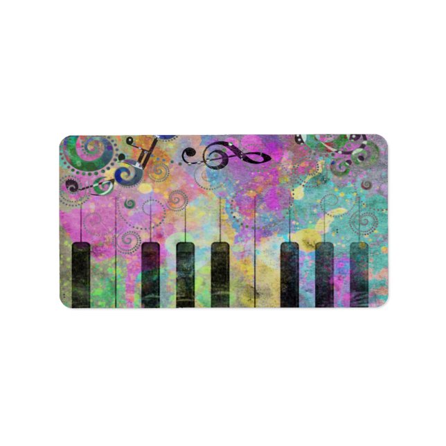 Étiquette Aquarelles cool Plaques Piano coloré (Devant)