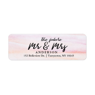 Étiquette Aquarelles de corail Script L'avenir M et Mme