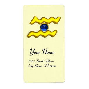 Étiquette AQUARIUS ZODIAC ANNIVERSAIRE Bleu Sapphire