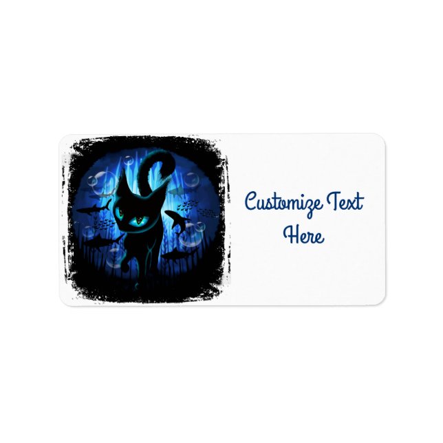 Étiquette Aquaticat - Surreal Cat in Deep Ocean Fantasy (Devant)