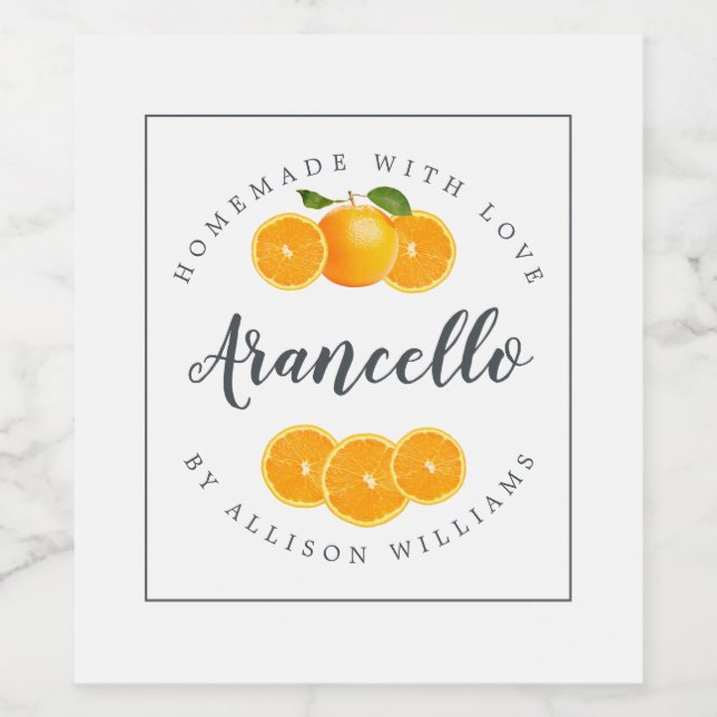 Étiquette Arancello sur mesure (Étiquettes simples)