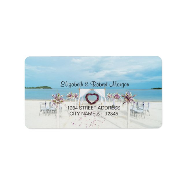 Étiquette Arborescence Florale de Mariage sur la Plage Étiqu (Devant)
