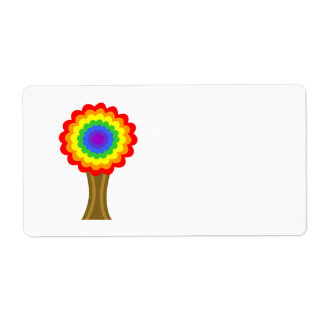 Étiquette Arbre coloré lumineux aux couleurs arc-en-ciel.