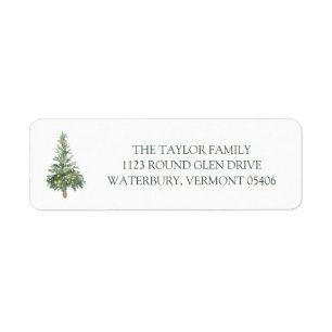 Étiquette Arbre d'adresse de retour d'Arbre de Noël Vert