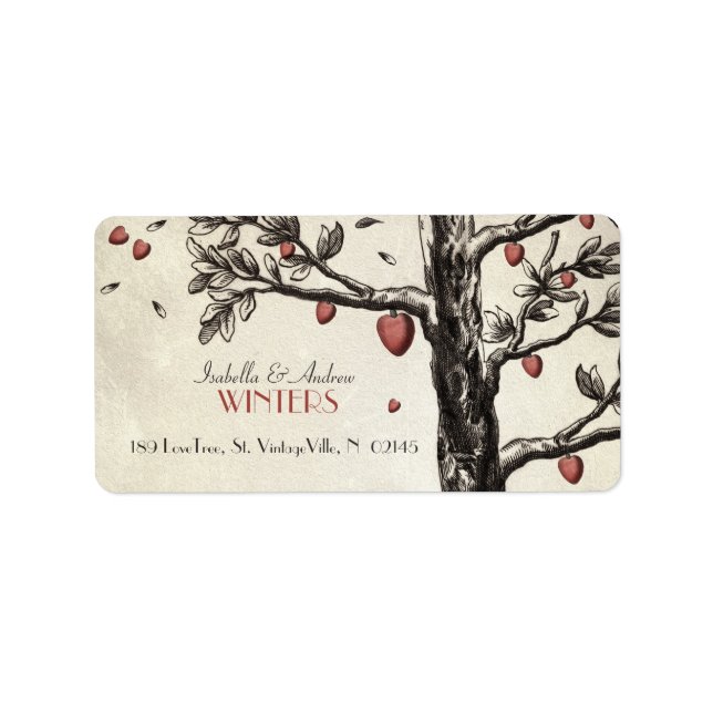 Étiquette Arbre d'amour vintage (Devant)