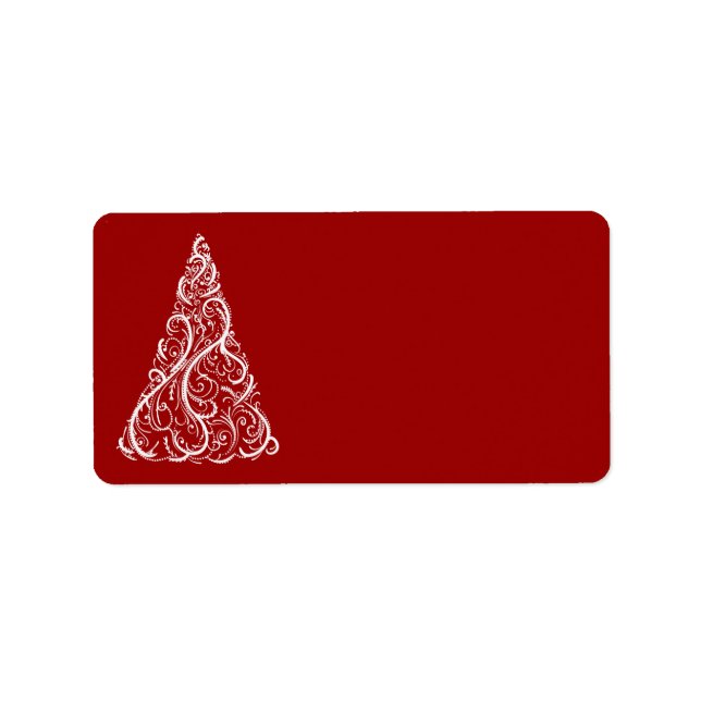 Étiquette Arbre de Noël blanc en rouge (Devant)