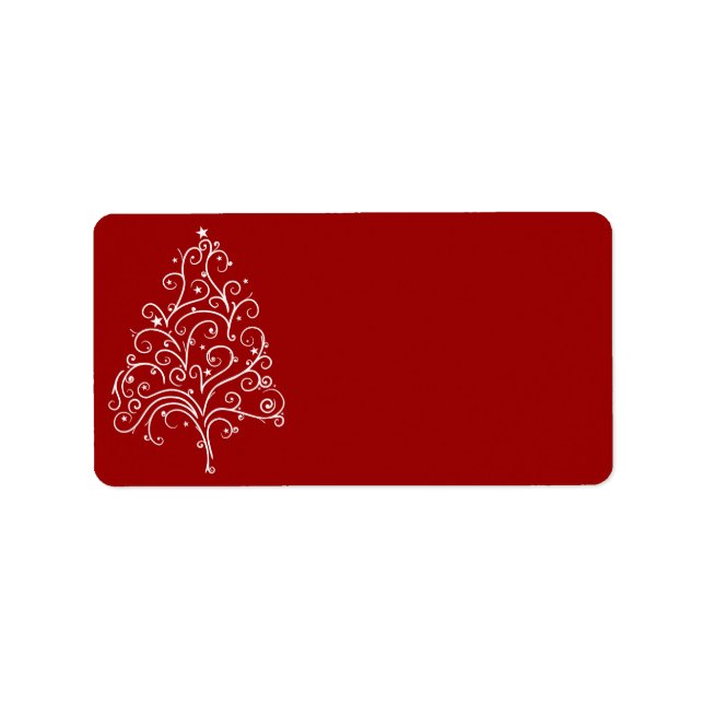 Étiquette Arbre de Noël blanc en rouge (Devant)